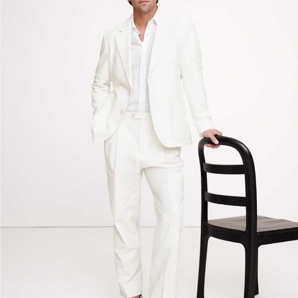 Banana Republic Men's Pleated Cotton-Linen Blend Suit Pant